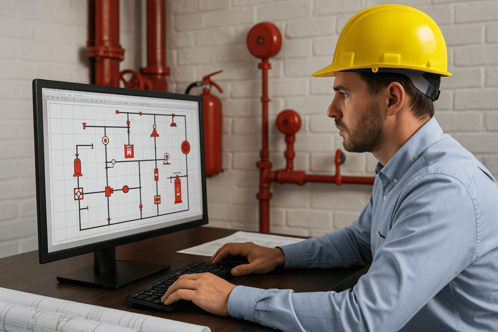 ENGENHEIRO FAZENDO PROJETO DE INCENDIO