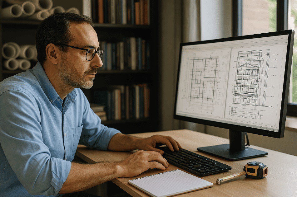 engenheiro fazendo as built