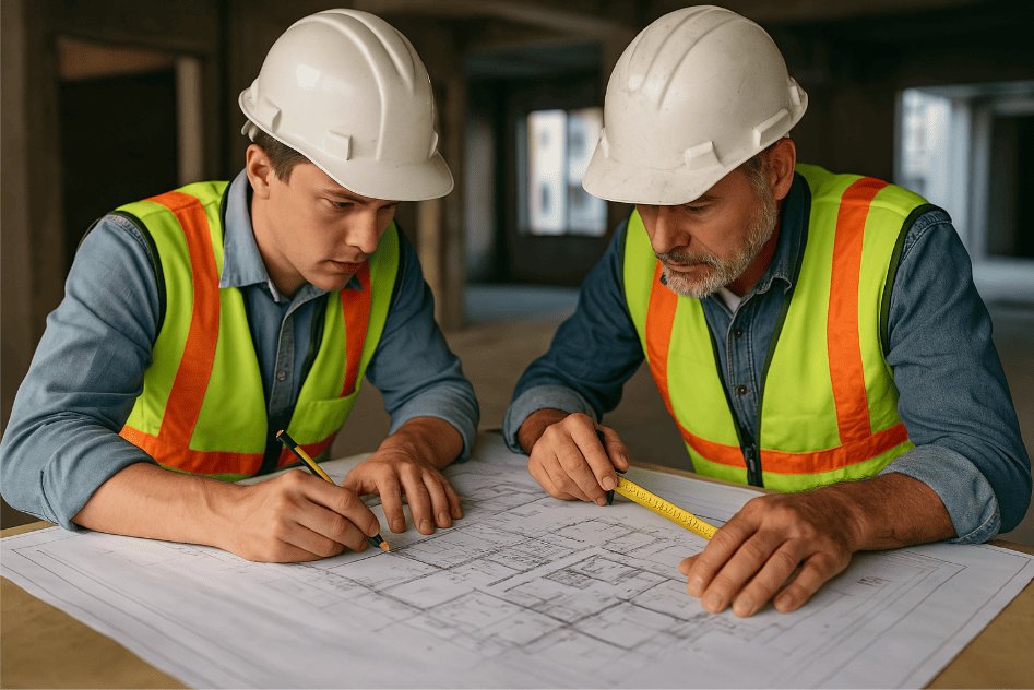 engenheiros fazendo projeto as built